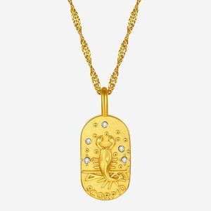 Scorpio Zodiac 18K‎ Gold Plated Stainless Steel Astrology Pendant Necklace